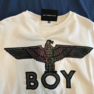 Boy London White Eagle Crop Sweatshirt